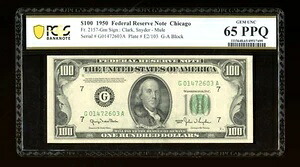 DBR 1950 $100 FRN シカゴミュール ジェム Fr. 2157-Gm PCGS-B 65 EPQ シリアル G01472603A|WORLD RESOURCE【KING店】