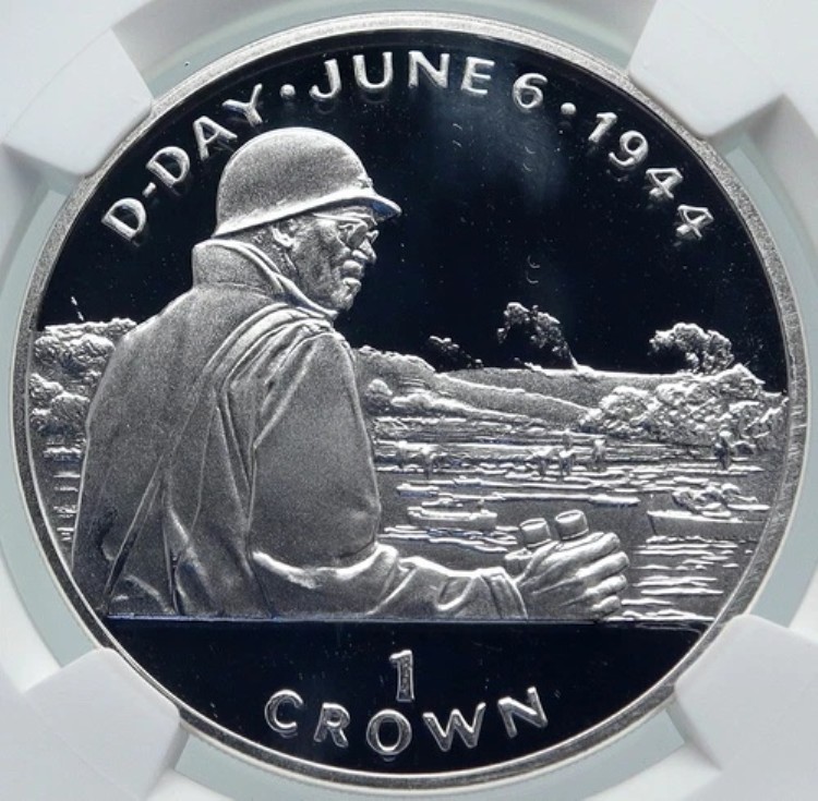 1994年 マン島 1944年 D-DAY 第二次世界大戦 ブラッドリー将軍 PF シルバークラウンコイン NGC i86020|WORLD RESOURCE【KING店】