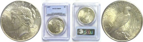 1927年 1ドル ピースダラー PCGS MS-64