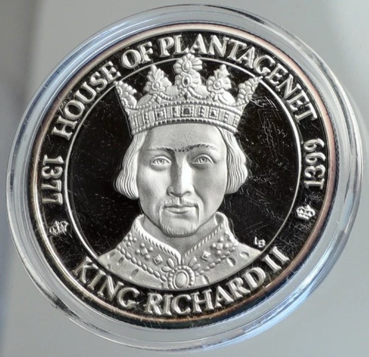 2002年 タークス・カイコス諸島 リチャード2世 純正プルーフ銀貨 20クラウン i112421｜WORLD RESOURCE【KING店】