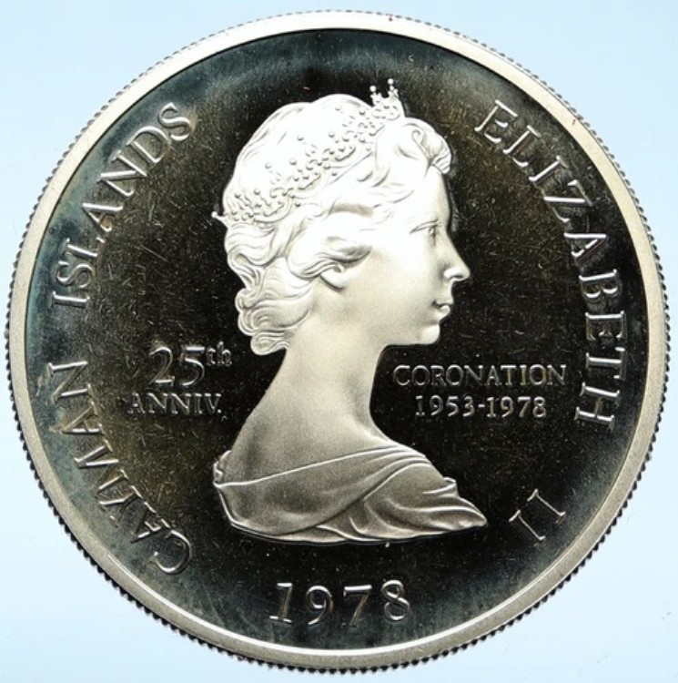 1978年 ケイマン諸島 4.2cm プルーフ銀貨 5ドル 英国女王エリザベス2世刻印 i103016｜WORLD RESOURCE【KING店】