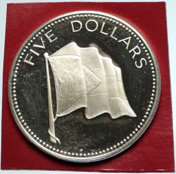 1978年 バハマ 英国女王エリザベス2世 国旗 プルーフ銀貨 5ドル コイン i103325｜WORLD RESOURCE【KING店】 491,700円