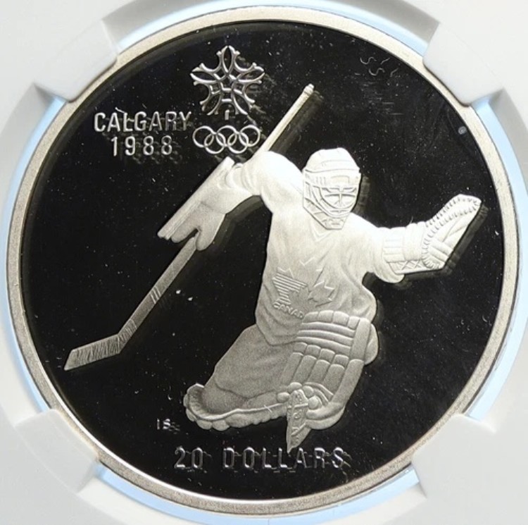 1986年カナダ 1988年カルガリーオリンピック ホッケー NGC プルーフ シルバー 20ドルコイン i106653｜WORLD RESOURCE【KING店】