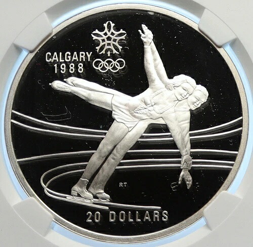 1987年カナダ 1988年カルガリーオリンピック アイススケート プルーフ シルバー 20ドルコイン NGC i106448|WORLD RESOURCE【KING店】