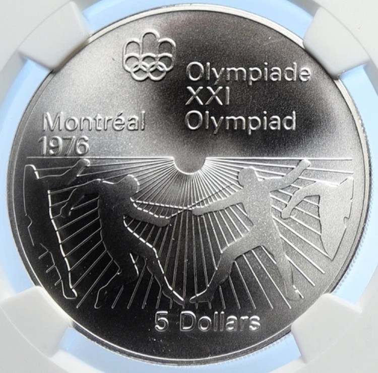 1976年 カナダ エリザベス2世 モントリオールオリンピック フェンシング BU 5ドル銀貨 NGC i106657|WORLD RESOURCE【KING店】