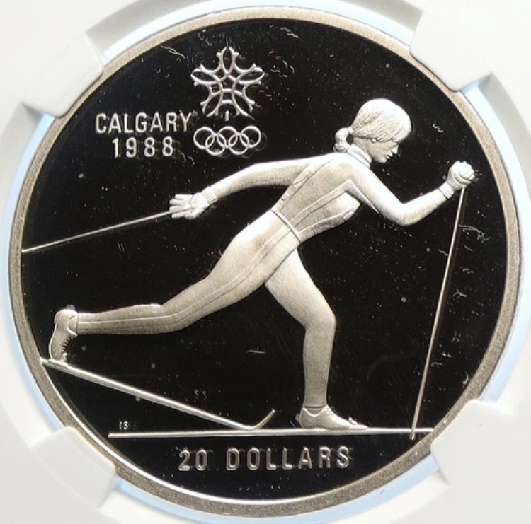 1986年カナダ 1988年カルガリーオリンピック クロスC スキー プルーフ シルバー 20ドルコイン NGC i106629｜WORLD RESOURCE【KING店】