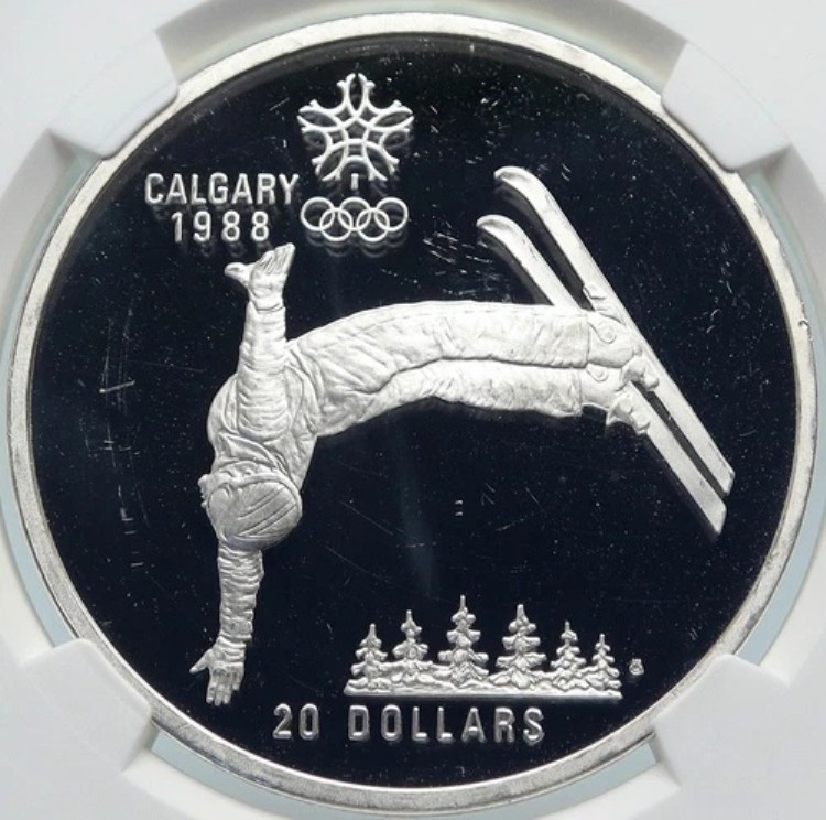 1986年カナダ 1988年カルガリーオリンピック フリーXスキー プルーフシルバー 20ドルコイン NGC i85354｜WORLD RESOURCE【KING店】 245,850円