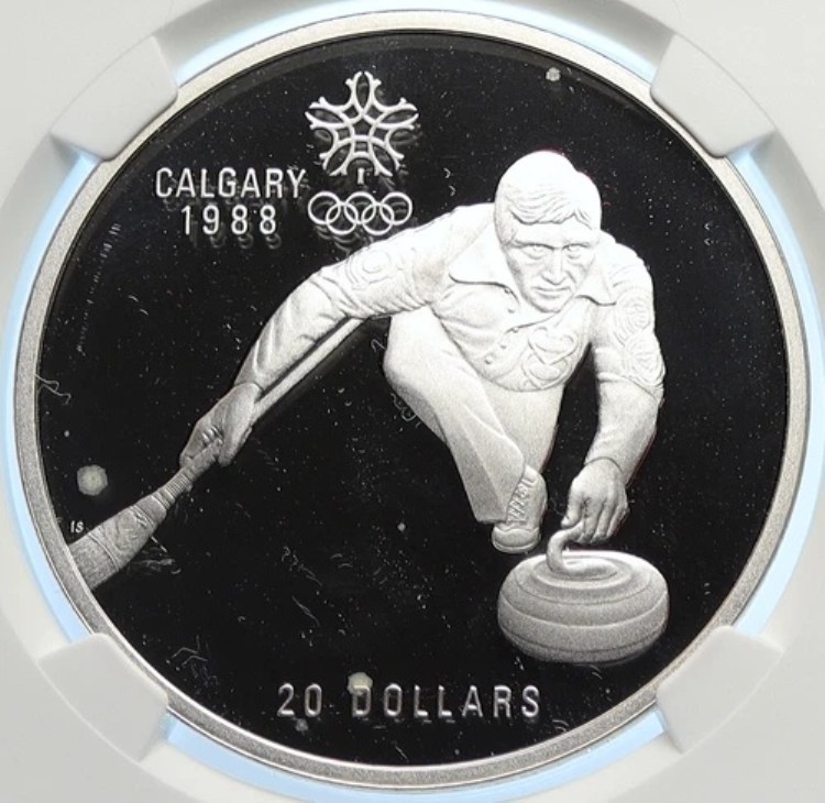 1987年カナダ 1988年カルガリーオリンピック アイスカーリング プルーフ シルバー 20ドルコイン NGC i106449｜WORLD RESOURCE【KING店】