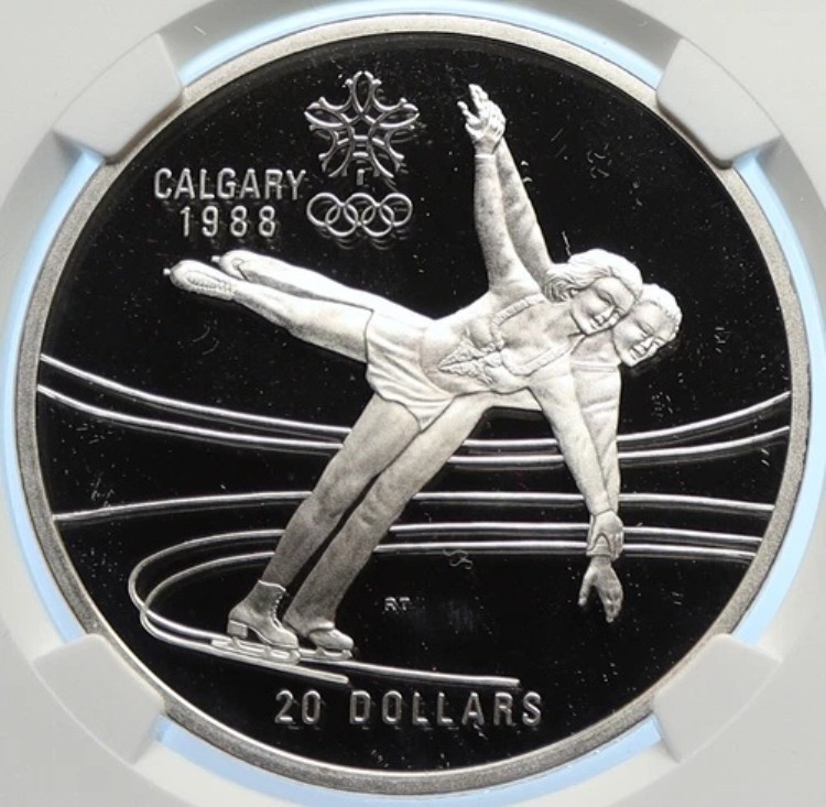 1987年カナダ 1988年カルガリーオリンピック アイススケート プルーフ シルバー 20ドルコイン NGC i106446|WORLD RESOURCE【KING店】