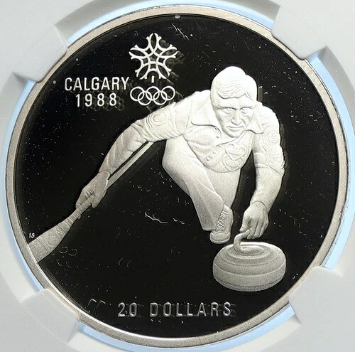 1987年カナダ 1988年カルガリーオリンピック アイスカーリング プルーフシルバー 20ドルコイン NGC i106651|WORLD RESOURCE【KING店】