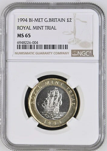 1994年 2ポンド ロイヤルミント ファーストトライアルストライク バイメタル 2ポンド NGC MS65 ??トップポップ??