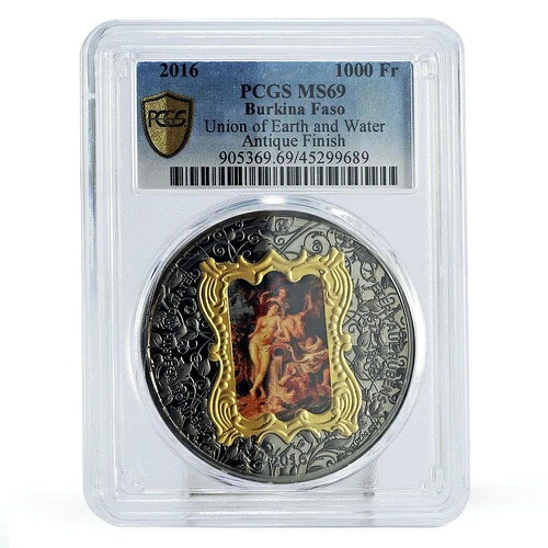 ブルキナファソ 1000フラン 地球と水の融合 MS69 PCGS 銀貨 2016年