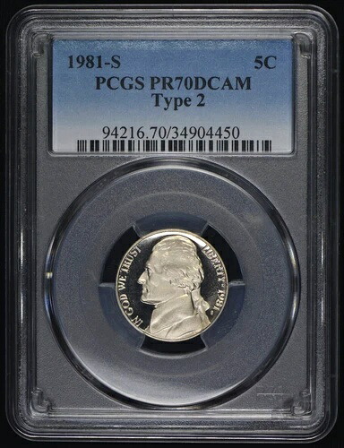 1981-S PR 70 DCAM タイプ2 PCGS ジェファーソンニッケル 5セント｜WORLD RESOURCE【KING店】 242,550円