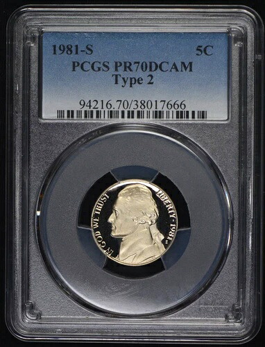 1981-S PR 70 DCAM タイプ2 PCGS ジェファーソンニッケル 5セント