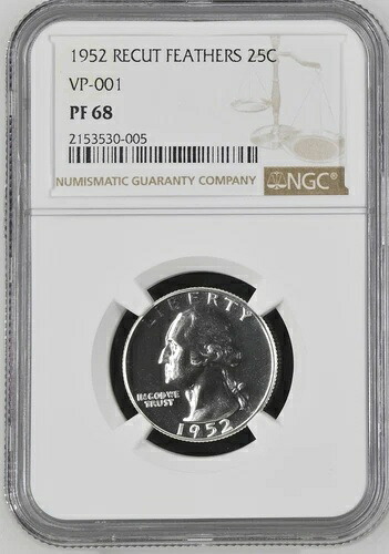 1952年ワシントンクォーターリカットフェザーズ VP-001 NGC PF68 ブリリアントホワイト POP 8/0｜WORLD RESOURCE【KING店】