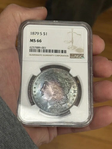 1879-S モルガン・ダラー、グレード: NGC MS-66 - 表面は美しく色調が保たれ、裏面も色調が良好