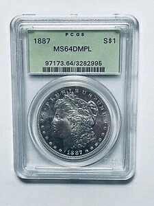 1887年 モルガン銀貨 PCGS MS64DMPL OGH