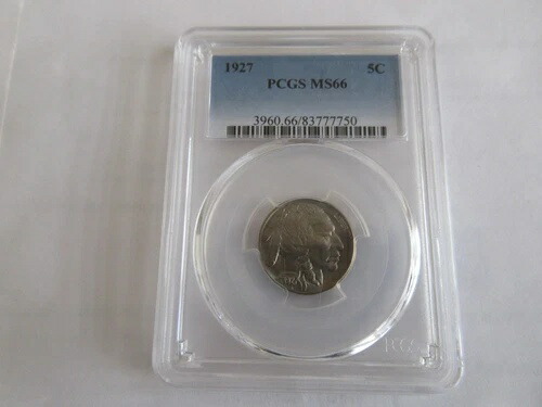 1927年、インディアンヘッド（バッファロー）、5セント、ニッケル、PCGS、MS66