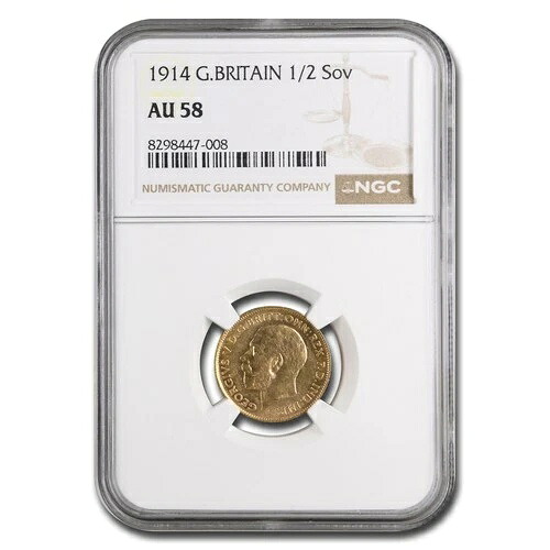 1914年 イギリス 金貨 1/2ソブリン ジョージ5世 AU-58 NGC