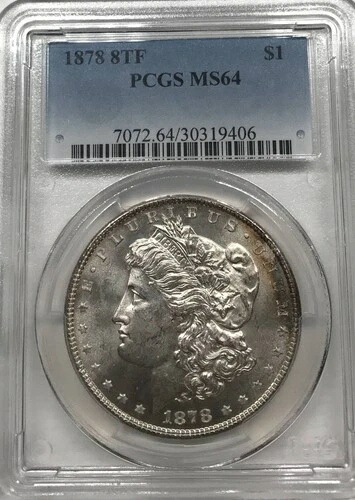 1878年 P モルガン銀貨 PCGS MS-64 8TF