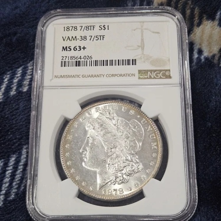 1878-P 7/8TF モルガン・ダラー NGC VAM-38 7/5TF MS63+ プラス。送料無料
