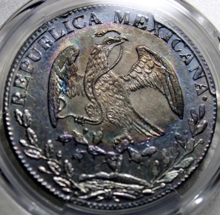 メキシコ 1845年 Go-PM 8 実物 PCGS AU 詳細クリーニング済み 249-235