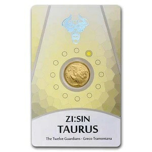 2021年 韓国 1/10オンス 金 ZI:SIN トーラス BU（分析カード付き）