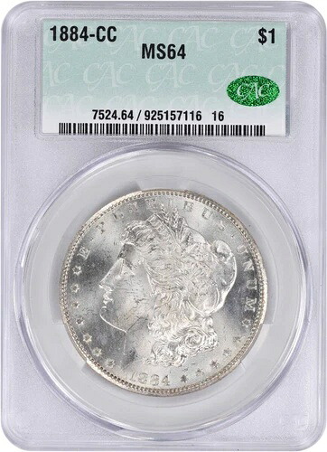 1884-CC モルガン銀貨 MS64 CACG