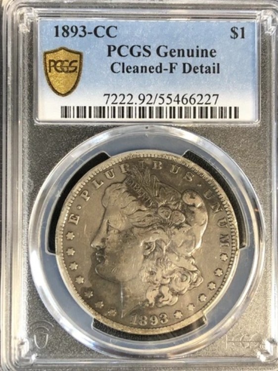 1893 CC モーガン「PCGS ゴールドシールド F 詳細」 - 発行枚数 677,000 枚と非常に少ない ?