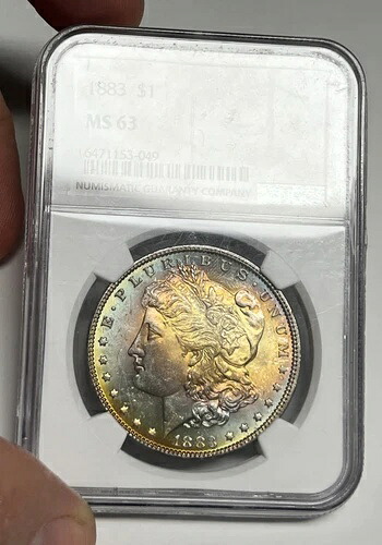 エクストリームレインボー 1883-P NGC MS63 モルガン シルバー ダラー、モンスター トーニング付き!