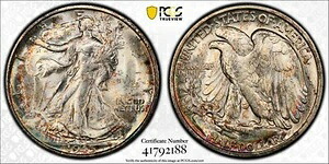 1945-S ウォーキング リバティ ハーフ ドル PCGS MS66+ - PQ ジェム アイ アピール トナー! 232,650円