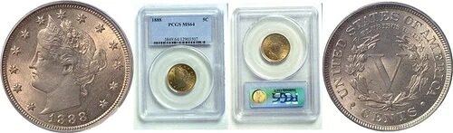1888年 5C リバティニッケル - PCGS MS-64