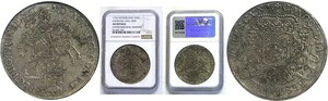 1734年 オランダ オーフェルイセル NGC AU 詳細 シルバー デュカトン