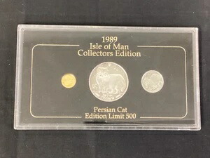 1989年 マン島 3枚セット：1オンス銀貨、1/25オンス金貨、1/5オンスプラチナ貨 - スラブ