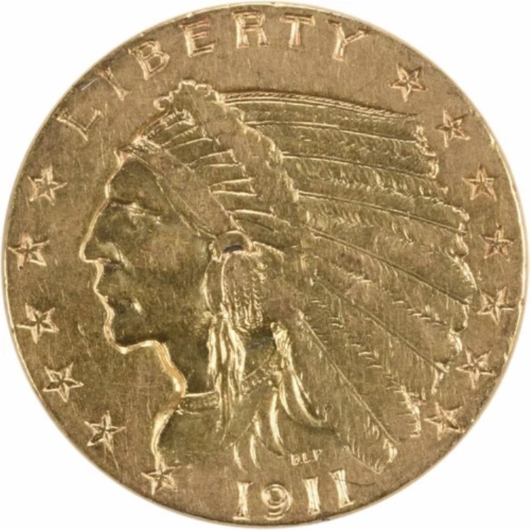 1911年 2.50ドル 金貨 インディアン AU 未認定 #108