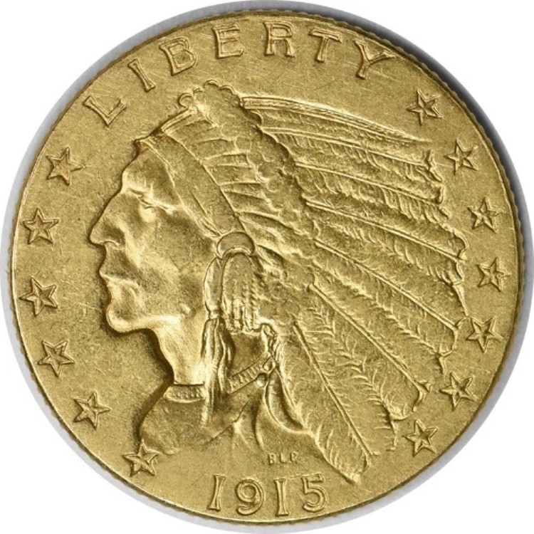 1915年 2.50ドル 金貨 インディアン AU 未認定 #933
