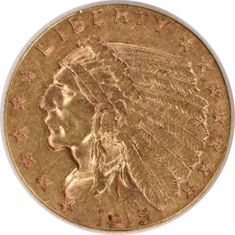 1915年 2.50ドル 金貨 インディアン AU 未認定 #1117