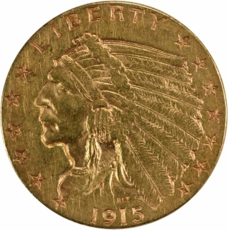 1915年 2.50ドル 金貨 インディアン AU 未認定 #714 233,145円