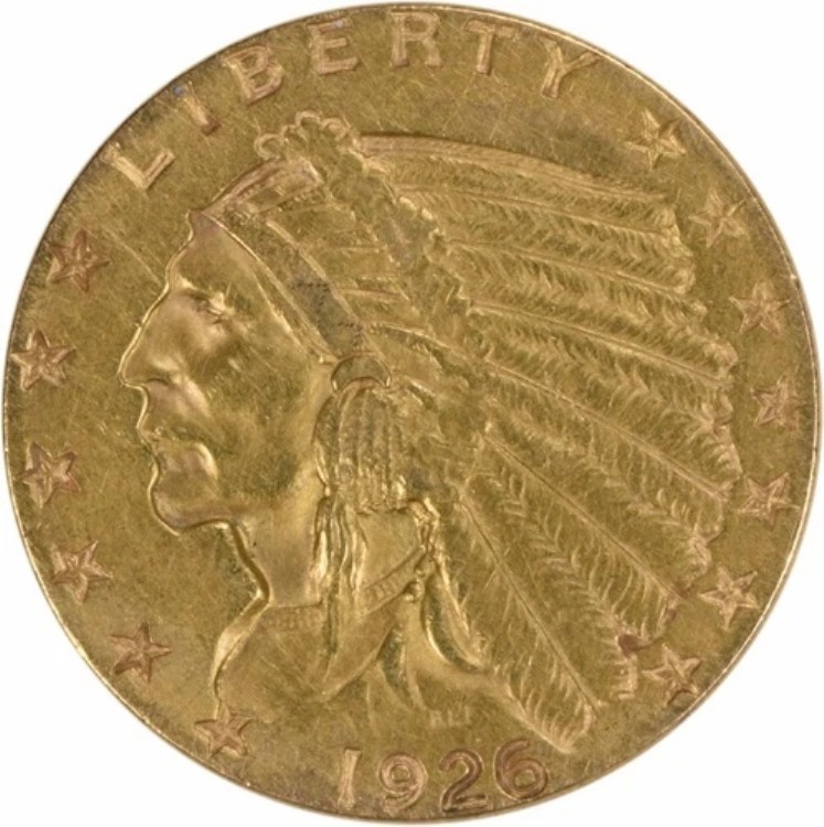 1926年 2.50ドル 金貨 インディアン AU 未認定 #919