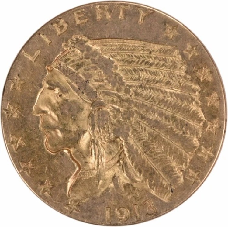 1913年 2.50ドル 金貨 インディアン AU 未認定 #909