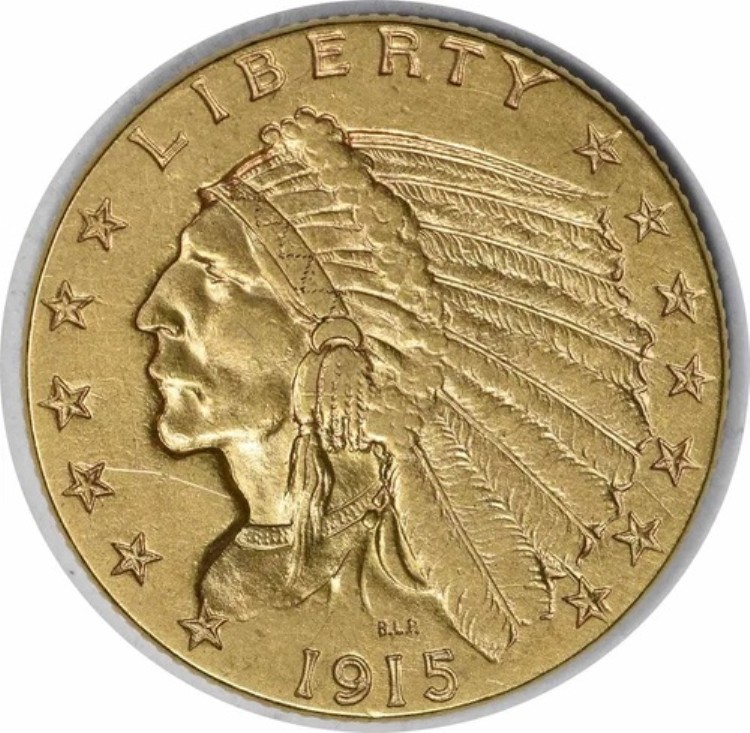 1915年 2.50ドル 金貨 インディアン AU 未認定 #960