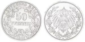 カイザーライヒ 50 フェニヒ 1896 A 未流通ミントコンディション 80624