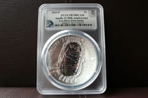 PCGS PR 70 DCAM 2019 アポロ11号 50周年記念 5オンス シルバー ファーストストライク