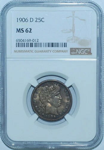 1906年 D NGC MS62 フリン RPD-002 再打ち抜き日付バーバークォーター