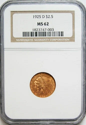 1925-D 2.5ドル インディアンクォーターイーグル NGC MS-62｜WORLD RESOURCE【KING店】