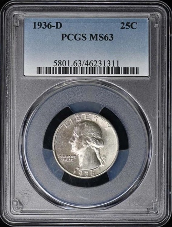 1936-D 25セントワシントンクォーター PCGS MS63
