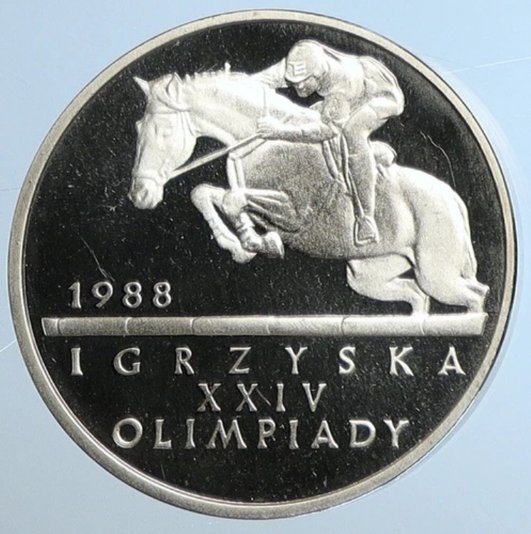 1987年ポーランド第24回オリンピック 1988年馬術競技プルーフ銀貨 500ズウォティッチ i111425