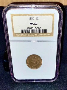 1859年インディアンヘッドセント MS-62 NGC