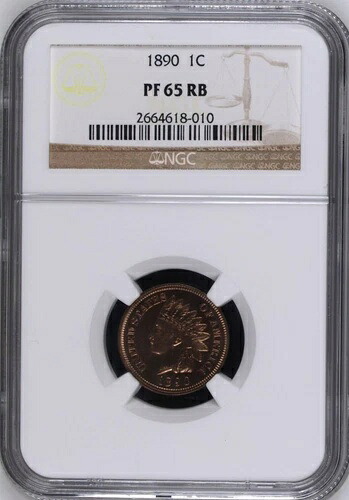 1890年プルーフインディアンヘッドセントコイン - NGC PF-65 RB レッドブラウン