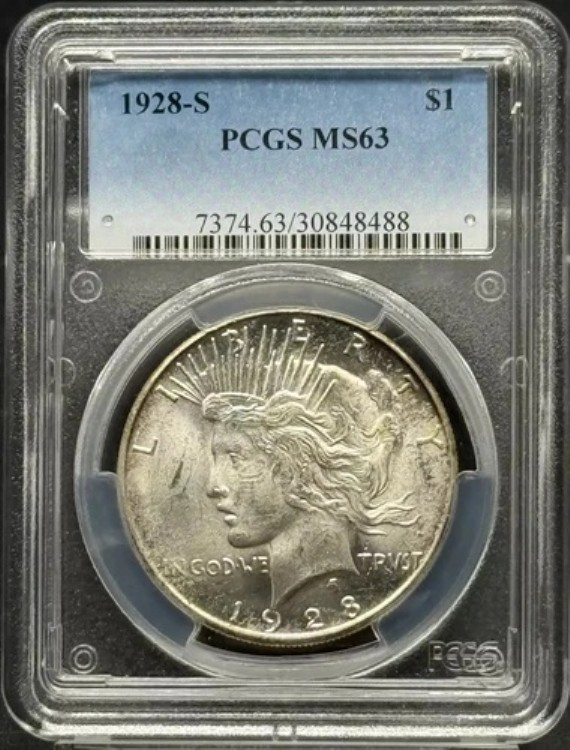 1928年 Sピース銀貨 PCGS MS-63